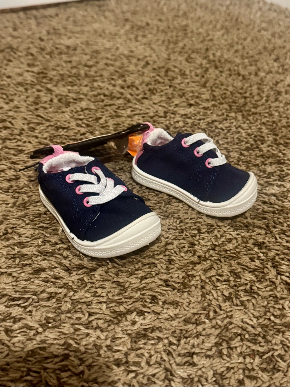 Navy and Pink Toddler Lace-Up Sneakers